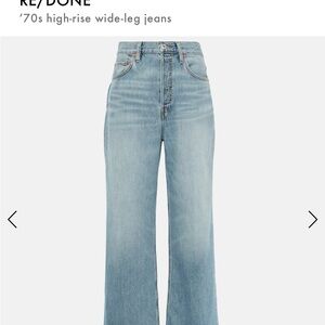 Re/Done 70s Ultra High Rise Wide Leg Jeans in Sundfaded Flow, size 26